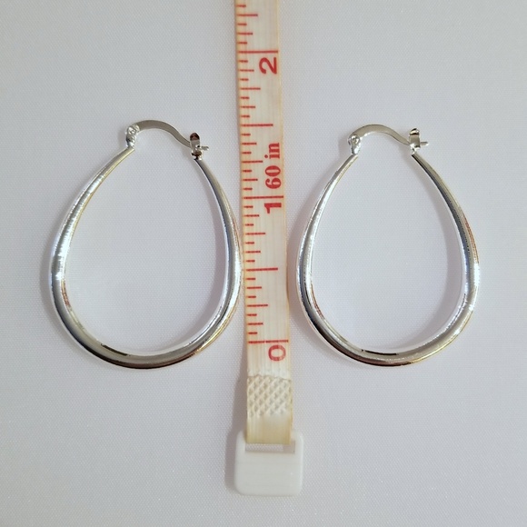 1.5" Sterling Silver Oval Hoops - Picture 3 of 6